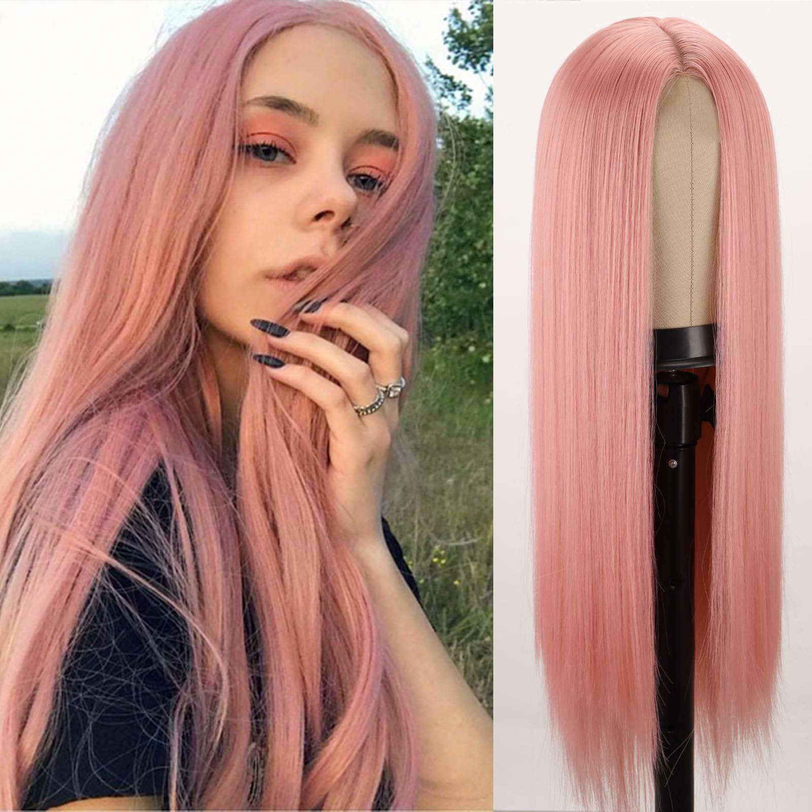 フルウィッグ PINK AGE Lyrica straight 21 Amazon.com: Xinran Pink wig for Women Long Straight Light Pink